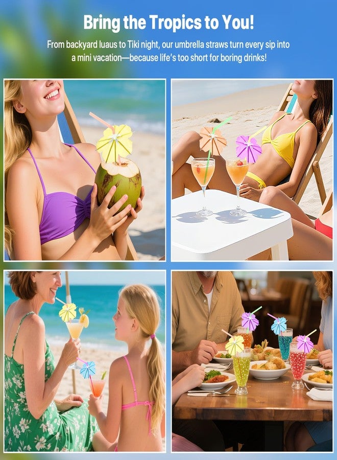 WELLFAR Fun Umbrella Drink Straws, Tropical Cocktail Straws with Mini Umbrella, Tiki & Hawaiian Party Decorations, Colorful Parasol Straw for Margarita, Pina Colada, Mojito, Summer Beverages. 50 PCS - Image 5